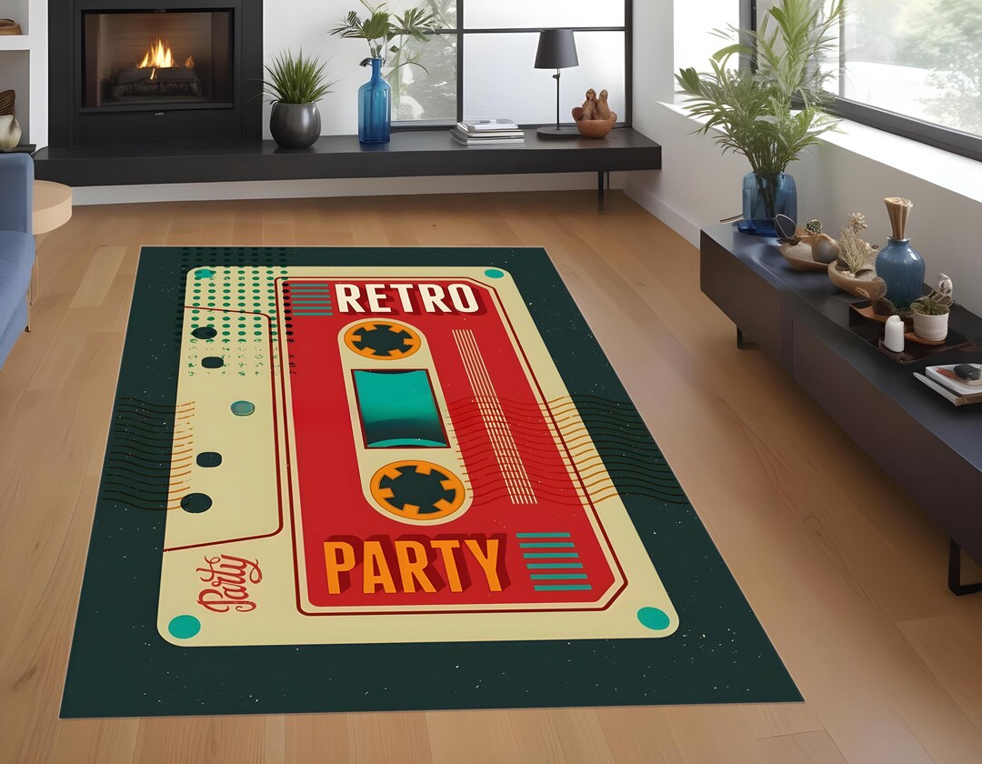 Nostalgic Cassette Tape Rug, Cassette Tape Themed Rug, Retro Cassette ...