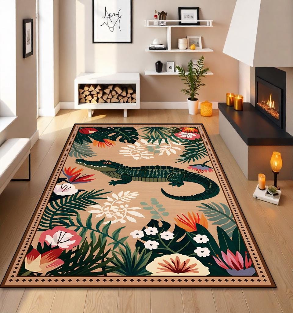 Crocodile Rug, Tropical Alligator Rug, Home Decor, Exotic Alligator Rug ...