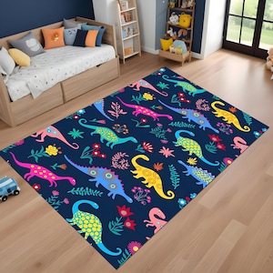Dinosaurus tapijt, tapijt met kleurrijke dieren, schattige dieren tapijt, kinderkamertapijt, kinderkamertapijt, kinderkamertapijt, kindertapijt, woondecoratie