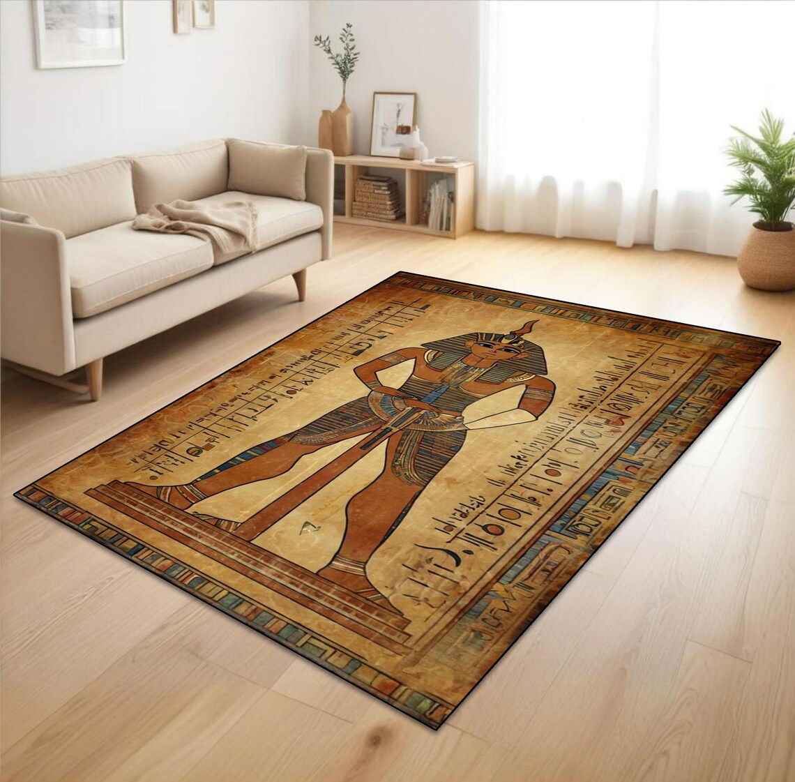 Egyptian Pharaoh Rug: Hieroglyphic Print, Ancient Decor - Etsy