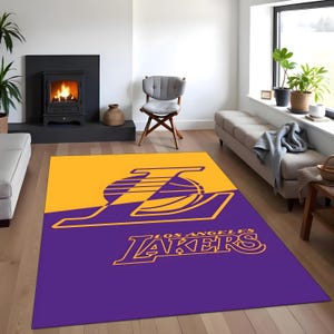 Lakers Rug, NBA Team Rug, Basketball Rug, Amazing Team Lakers Rug, Sport Rug, NBA Home Decor,  Rug for Living Room Bedroom and Kids Room