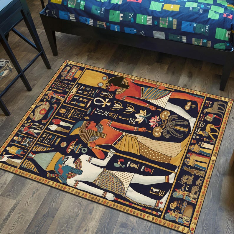 Ancient Egyptian Rug, Mythology Art Carpet, Heliographic Decorative ...