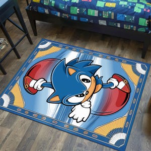 Sonic the Hedgehog Rug, Retro Gaming Sonic Rug, Vibrant and Playful Design, Gaming Theme Rug, Sonic Rug