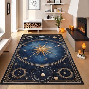 Alfombra con diseño de astrología estelar, alfombra de astrología, alfombra de tarot, alfombra del zodíaco, decoración del hogar, alfombra para sala de estar y dormitorio