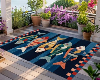 Colorful Fish Rug: Nautical Nursery Playroom Decor - Etsy