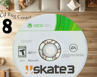 Cd-tapijt, tapijt voor videogameruimte, gepersonaliseerd gametapijt, populair gametapijt, cadeau voor gamer, aangepast rond tapijt, dvd-kleed, cd-record skate harten tapijt