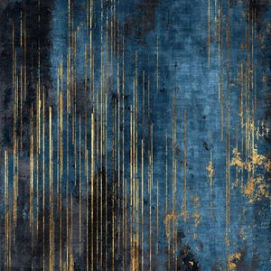 Blue and Gold Abstract Rug, Modern Navy Area Carpet, Contemporary ...