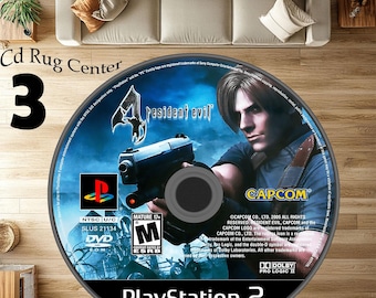Resident Evil 4 cd-kleed, Resident Evil 4-tapijt, cd-kleed, retro cd-kleed, tapijt populair spel, cadeau voor gamer, cd-hit tapijt