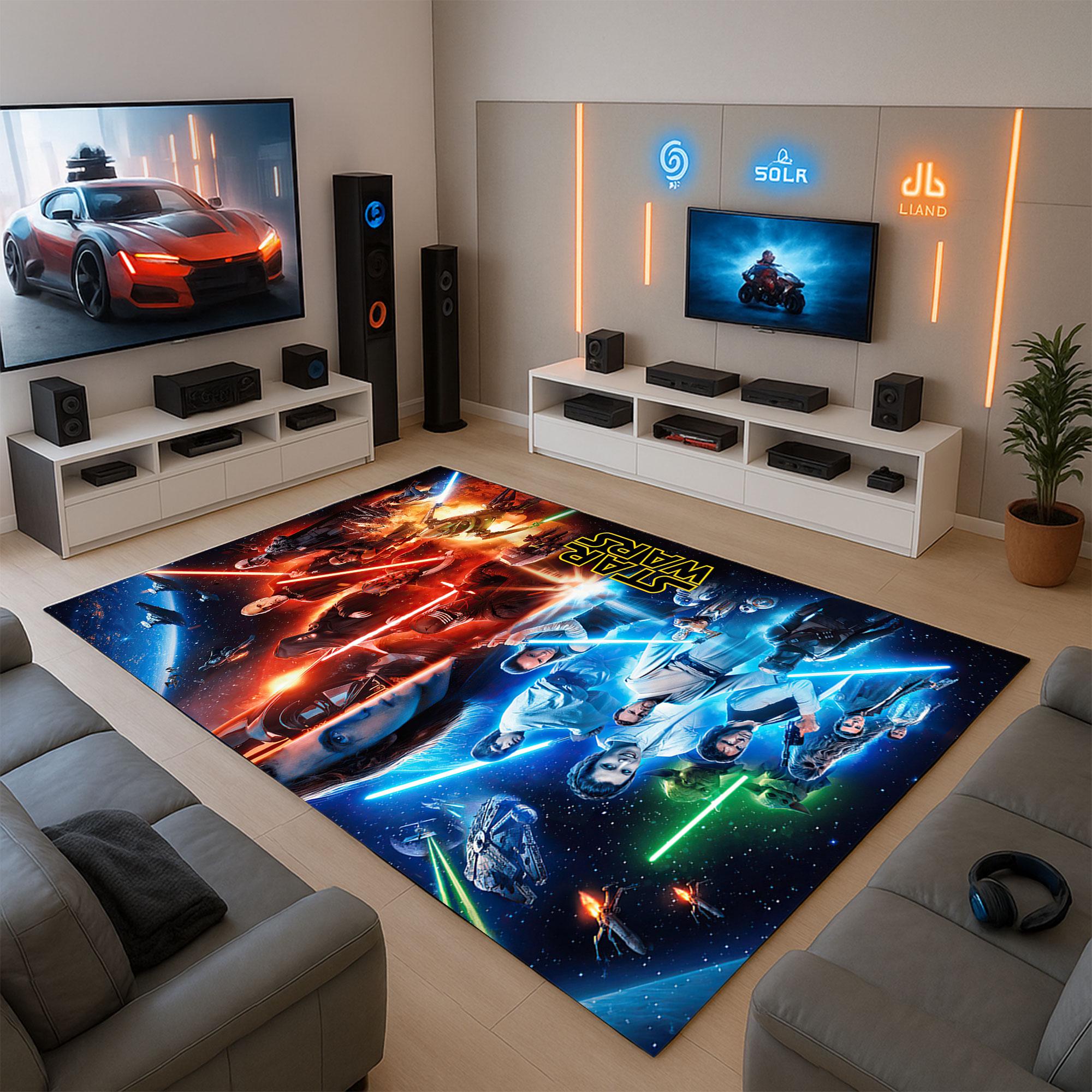 Tapis 3D Star Wars Pattern 120x160cm - Tapis Doux Chambre Salon Enfants - Décoration Moderne Antidérapant
