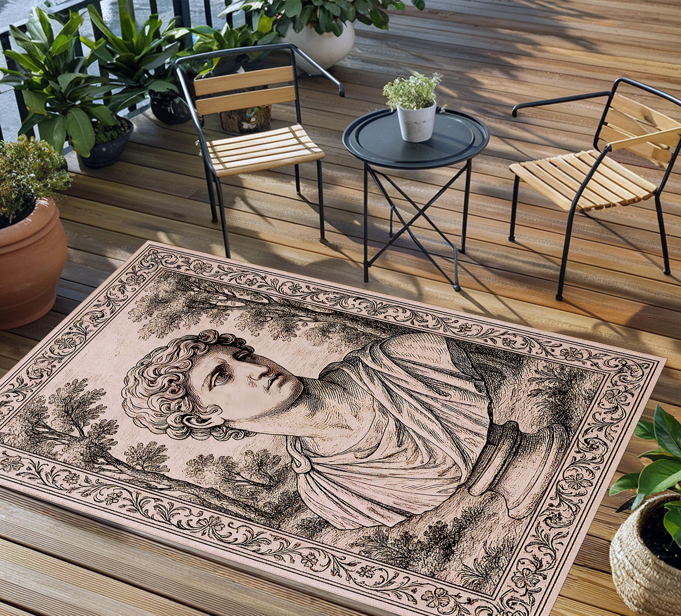 Lot De 4 Tapis Gitans Romains, Super Doux, Design Grec, Noirs Et Antidérapants