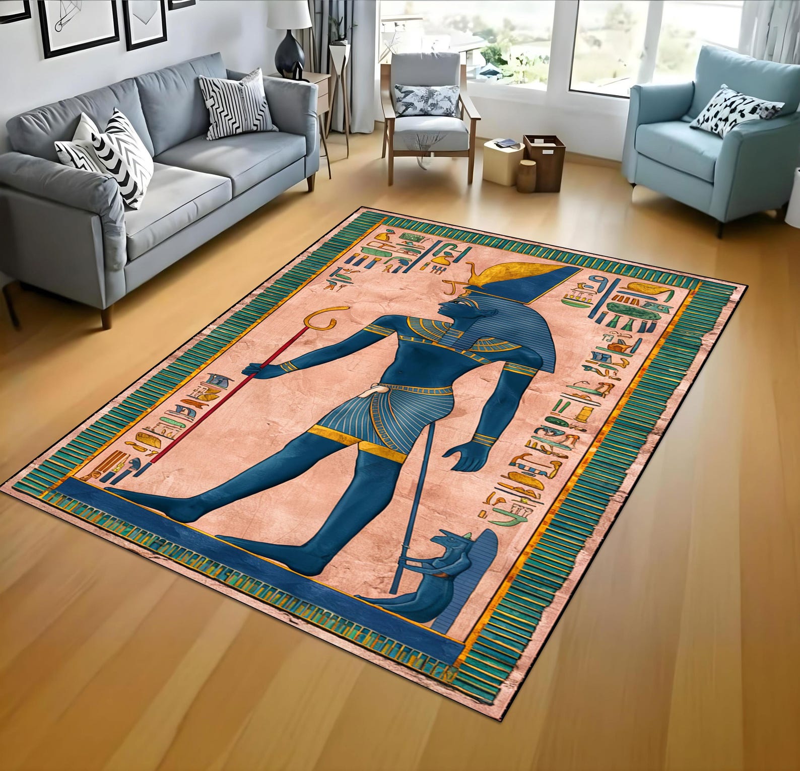 Ancient Egypt Rug, Egypt Rug, Ancient Decor, Egypt Style Rug, Ancient ...