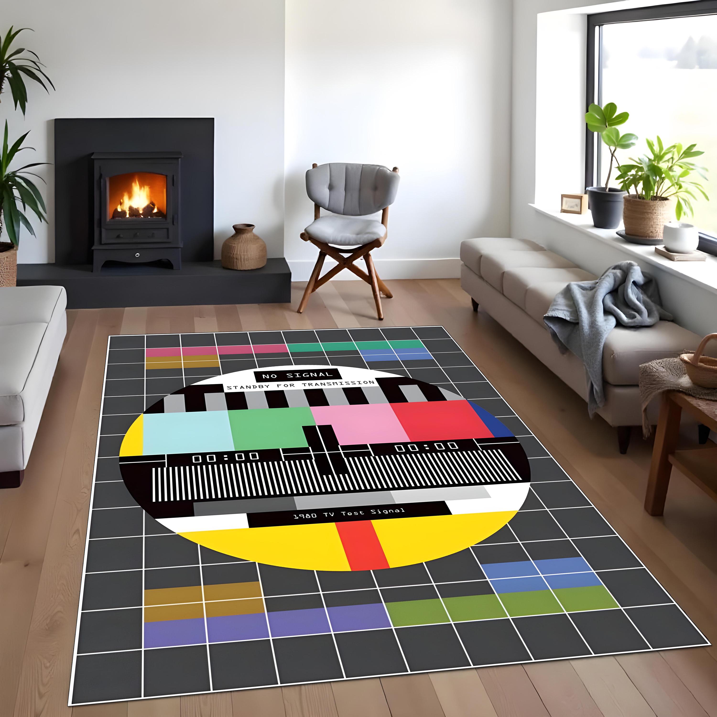 Test Pattern Rug Retro TV Test Pattern Rug, No Signal Rug, Eye-catching Retro Style, TV ...