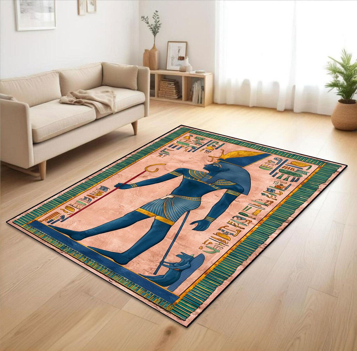 Ancient Egypt Rug, Egypt Rug, Ancient Decor, Egypt Style Rug, Ancient ...