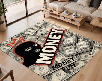 Pop Art Rug, Money Rug, Dollar Carpet, Urban Style Mat, Streetwear Rug, Typography Floor Art, Teen Room Decor, Funky Rug, Graphic Print Rug