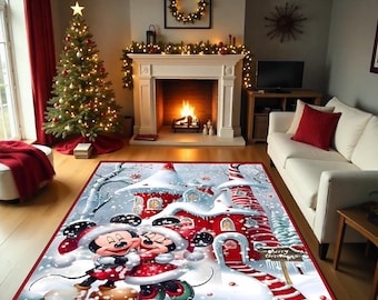 Merry Christmas Rug, Mickey Mouse Christmas Rug, Cute Christmas Rug, Merry Christmas, Christmas Decor, Perfect Home Decor, Christmas
