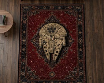 Millennium Falcon Rug Galactic Starship Area Rug Sci Fi Space Carpet Cosmic Gamer Room Decor Vintage Galaxy Rug