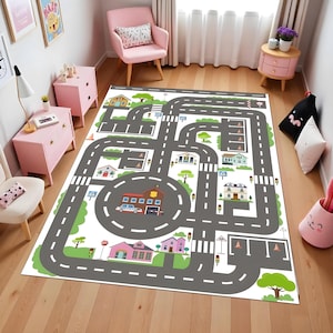 Kinderkamertapijt, kinderkamertapijt, kinderkamertapijt, Kid City Road, kinderkamervloerkleed, kinderkleed, woondecoratie, kinderkamertapijt, speelkleed
