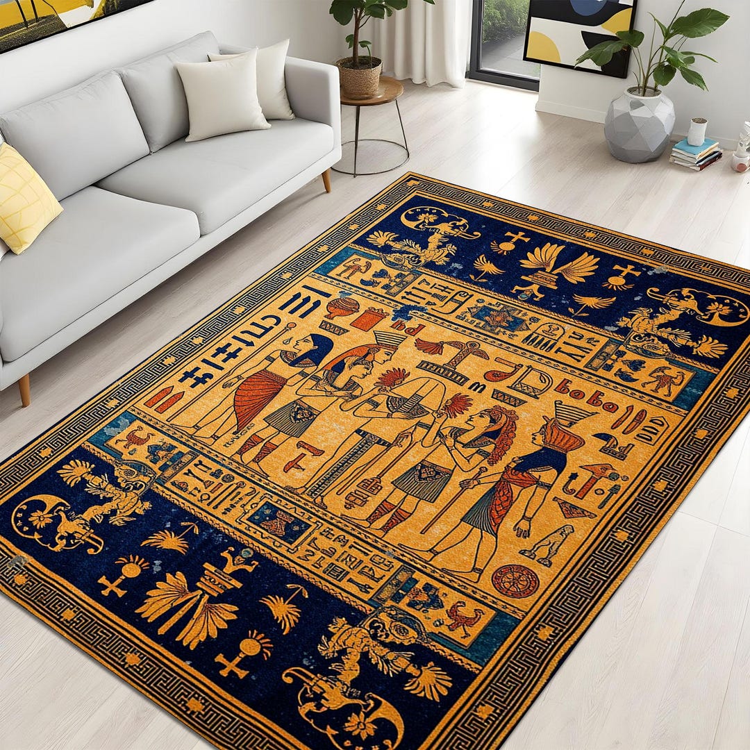 Ancient Egyptian Rug With Pharaoh Figures – Digital Mythology Print ...