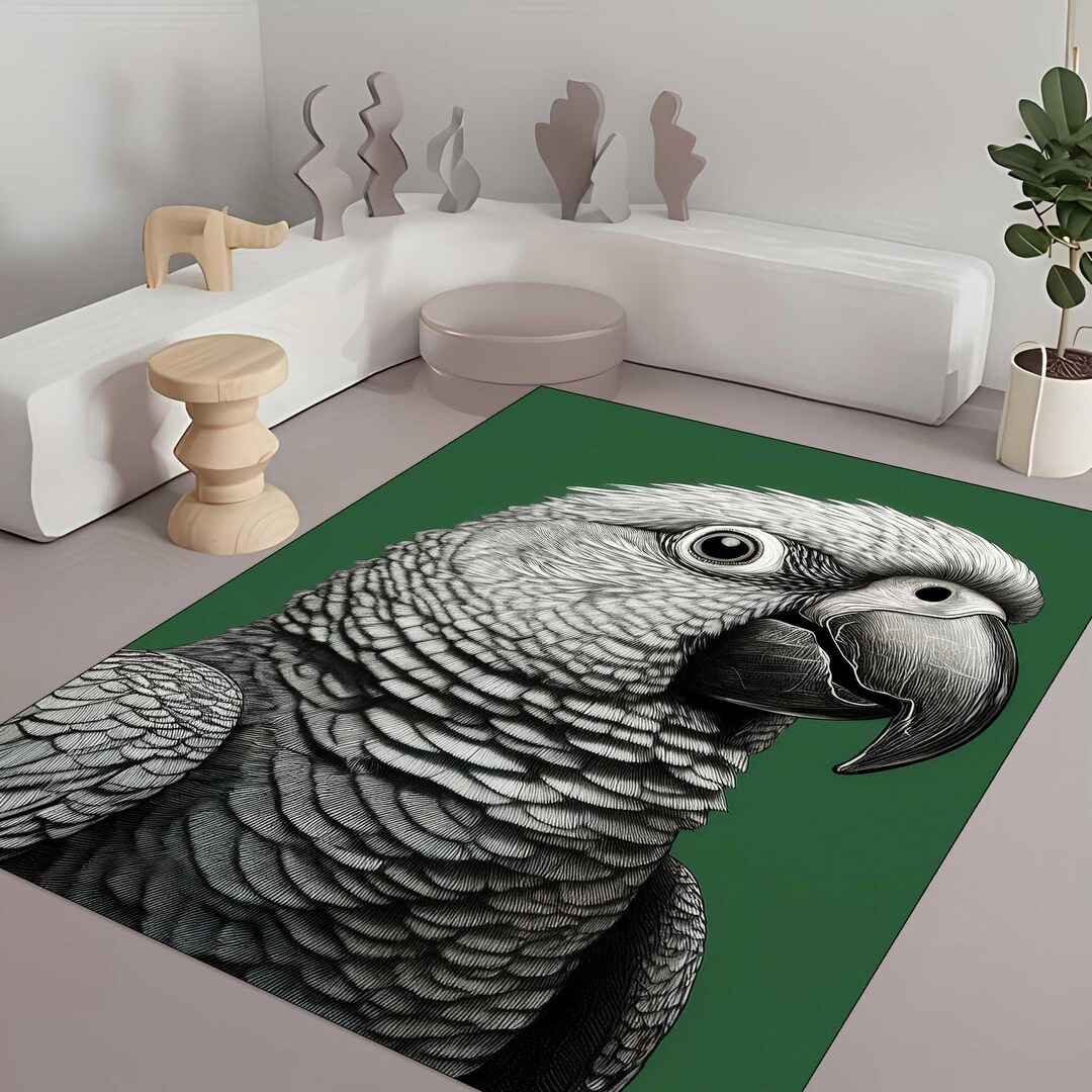Bird Rug, Macaw Bird Rug, Exotic Bird Rug, Macaw, Animal Pattern Rugs ... - Macaw Bird Stand Rugs Mats