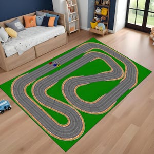 Kindvriendelijk groen tapijt, kinderkamertapijt, Kid Play Road, kinderkamervloerkleed, kinderspeelkleed, kinderkamerdecor, stadstapijt voor kinderen