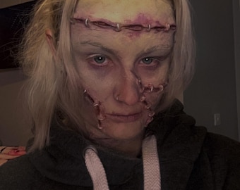Set di protesi Frankenstein Sew Wound da 4 pezzi – Stitched Flesh FX per horror e cosplay