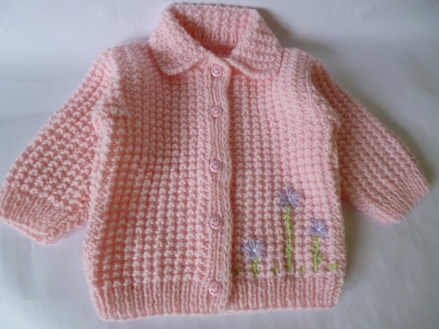 Baby Girl Cardigan Sweater, Pink Girl Jacket, 12 to 18 Months, Hand