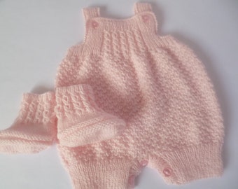 Newborn Romper and Booties Set, Baby Girl Outfit, Romper, Booties, Handknitted with Soft Hypoallergenic wool.Free Shipping by Certified Mail