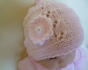 Knitted Baby Hat, Knitted Newborn Hat, Newborn Girl Beanie, Hospital Beanie, FREE SHIPPING