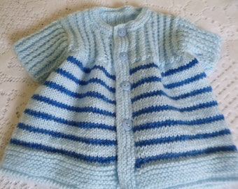 Baby Boy Cardigan Sweater with Short Sleeves, Hand Knitted from Soft Hypoallergenic Acrylic Wool.FREE SHIPPING by Certified Mail