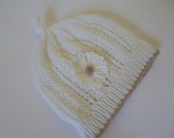 Newborn Baby Beanie, Baby Girl Hat, Handknitted with Hypoalergenic baby wool, Free Shipping with Track & Trace