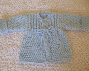 Baby Boy Sweater Cardigan, Blue Newborn Jacket, Hand Knitted with Soft Hypoallergenic Wool.Free Shipping by Certified Mail.