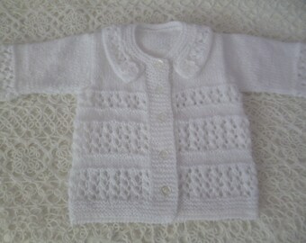 Baby Cardigan.Handknitted Baby Cardigan.Newborn Cardigan.Baby Shower Gift. Hypoallergenic acrylic wool.Free Shipping by Certified Mail.