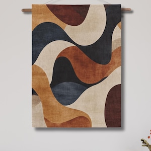 Artristic Woven Wall Tapestry with Earthy Tones; Abstract Modern Wall Hanging