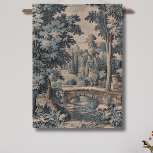 French Verdure Aubusson Tapestry; Antique Medieval Woven Wall Hanging