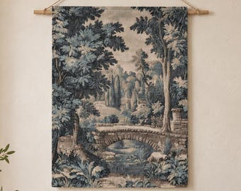French Verdure Aubusson Tapestry; Antique Medieval Woven Wall Hanging