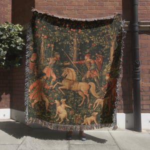 Medieval Unicorn Woven Tapestry, Vintage Unicorn Tapestries, The Unicorn Defends Himself Wall Decor, Historical Tapestry, Medieval Wall Art
