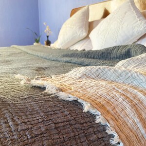 Handwoven Turkish Muslin Blanket: Cotton Gauze Bedspread, Sofa Throw