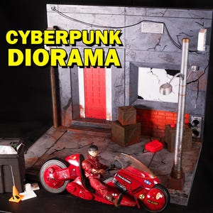 Neo-Tokyo Street 1/12 Scale Diorama - Cyberpunk Inspired Action Figure Display, modular & customizable - Robocop, Terminator, Urban