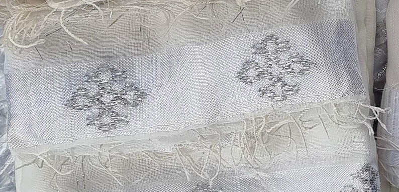 Einfach Habesha | Damen & Herren Weiß Tilet Netela | Äthiopische traditionelle handgewebte Schal | Kirche und Gebet | Äthiopischen Bild 8
