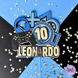 Gaming Cake Topper personalisiert mit Name & Alter – Controller Shaker Tortenstecker – Gamer Geburtstag Party Deko – Video Game Birthday