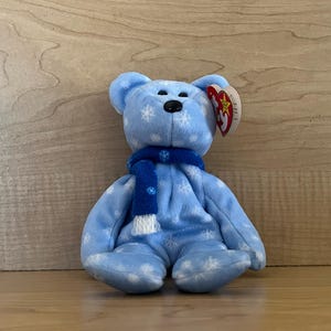 Original Ty Beanie Babies 1999 Holiday Teddy Bear Plush Toy - Blue
