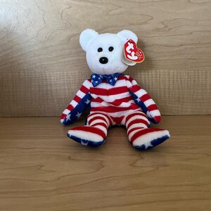 Original Liberty Beanie Baby 2001, White, w/tag errors, storage since purchased