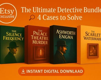 4 juegos imprimibles de misterio sin resolver, paquete de detectives sin resolver, descarga instantánea, desafío para fiestas o parejas, juego para fiestas navideñas
