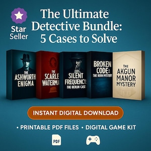 5 Unsolved Case Files Bundle | Printable Murder Mystery Detective Games | Escape Room Puzzles | Adults Game Night | Instant Download