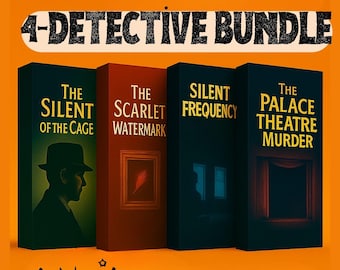 Paquete de 4 juegos de detectives, kit para fiesta de misterio y asesinato, noche de juegos, archivos imprimibles de casos sin resolver, descarga instantánea, juego para fiestas navideñas