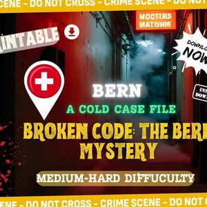 Caso sin resolver, Misterio de asesinato imprimible, El misterio de Bern, 7 sospechosos, Escape room en casa, Descarga instantánea, Juego para fiestas navideñas