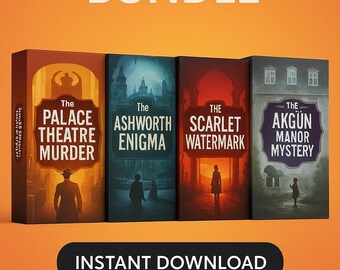 Paquete de 4 juegos de misterio y asesinato, archivos imprimibles de casos sin resolver para fiestas de detectives y citas románticas, descarga instantánea, ideal para fiestas navideñas.