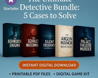 5 Detective Game Bundle, Printable Murder Mystery & Cold Case Files, Holiday Party Game, Escape Room, Game Night, Instant Download