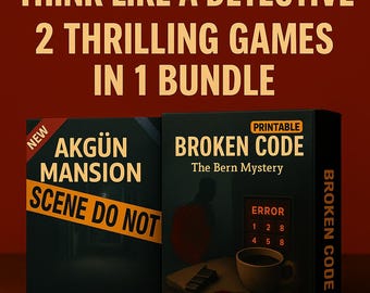 2 Detektiv Mystery Spiele Bundle, druckbare ungelöste Fall-Dateien, Murder Mystery, Spieleabend, sofortiger Download, Urlaubspartyspiel