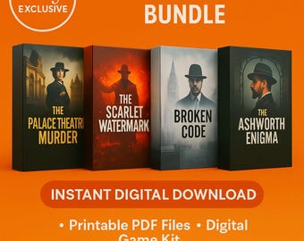 4 Game Detective Mega Bundle, Printable Murder Mystery & Escape Room Puzzles,Cold Case Files, Instant Download, Holiday Party Game